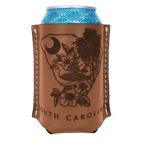 NEW Morgan Rhea Signature South Carolina Series Brown Leather Koozie
